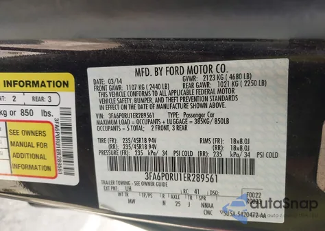 2014 Ford Fusion Hybrid Titanium z USA, uszkodzony, nr VIN 3FA6P0RU1ER289561